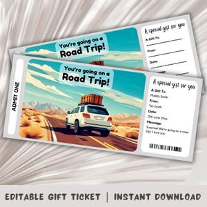 Cadeaukaartje roadtrip, cadeaubon verrassingsreis, verrassingskaartje onthullen, verrassingscadeau vakantie, kaartsjabloon, weekendje weg