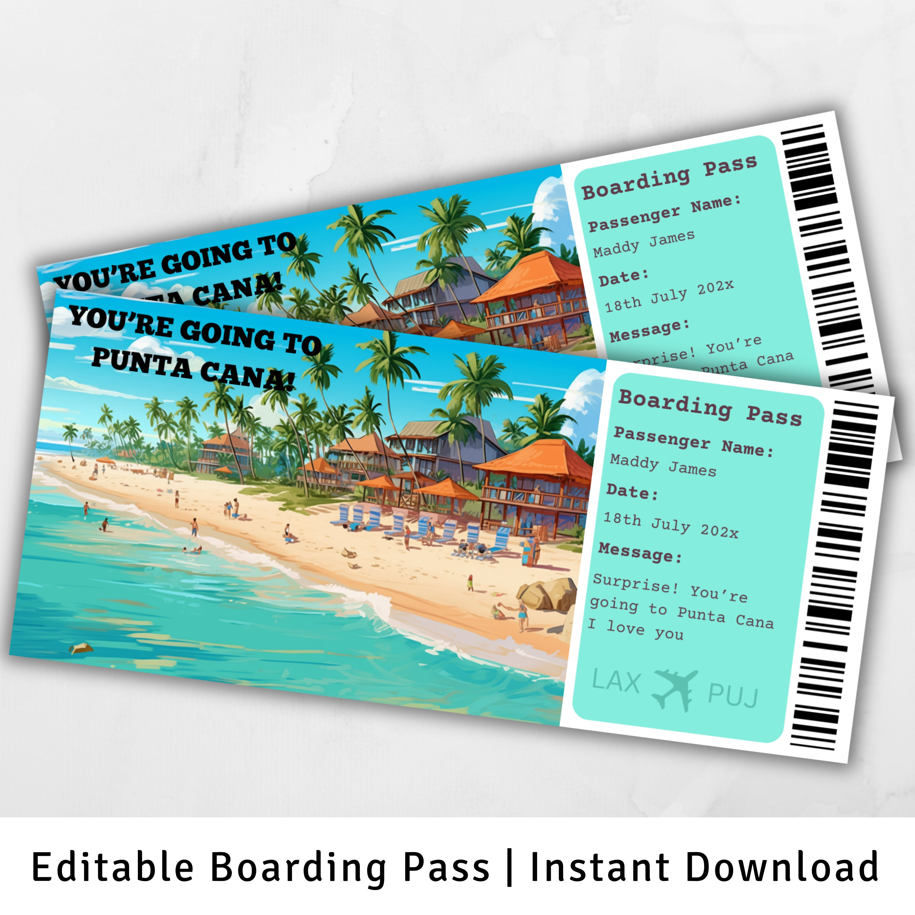 Boarding Pass Punta Cana, You're Going to Punta Cana, Surprise