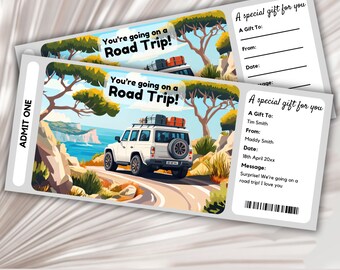 Road trip Gift Ticket, Surprise Trip Gift Voucher, Surprise Ticket Reveal, Surprise Holiday Gift, Ticket Template, Weekend Getaway