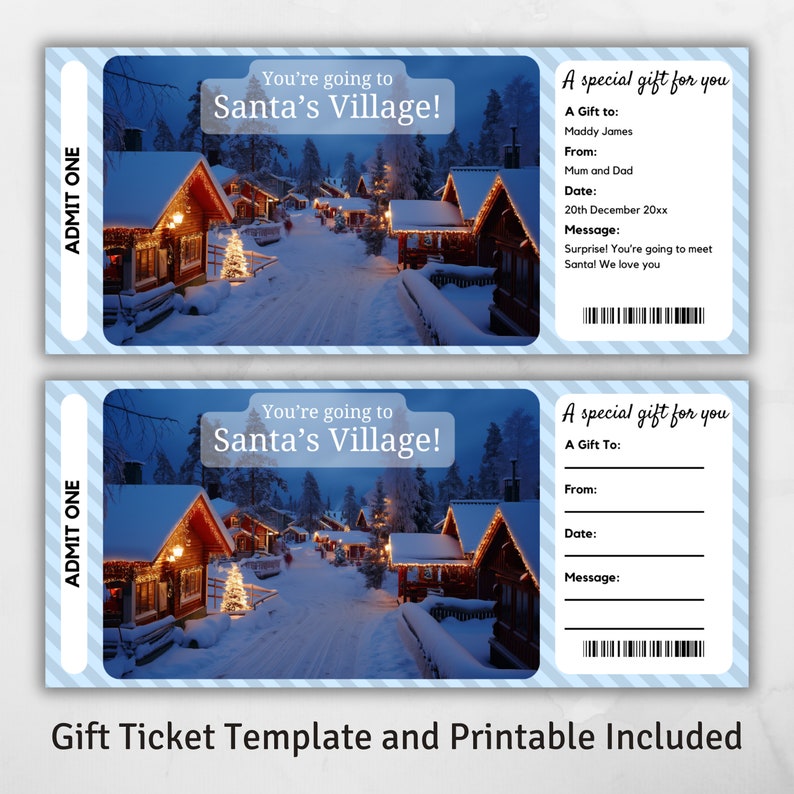 Boarding Pass to Santas Village, Christmas Boarding Pass Template ...