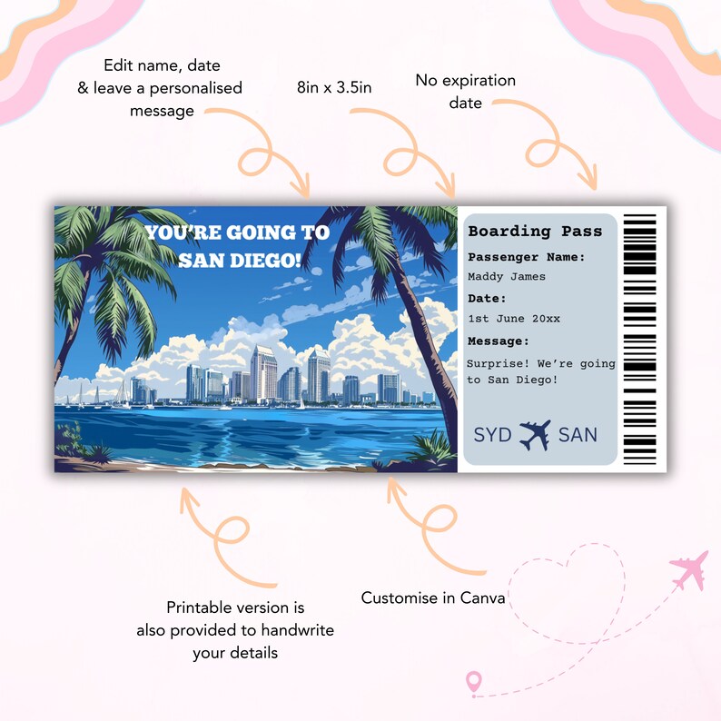 Boarding Pass San Diego Surprise Boarding Pass Template San Diego Boarding Pass San Diego Surprise Boarding Pass Template San Diego