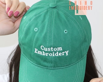 Custom Embroidered Hat , Personalized Dad Cap , Embroidery Logo baseball hat , Your own text monogram , Bachelorette , Small business Merch