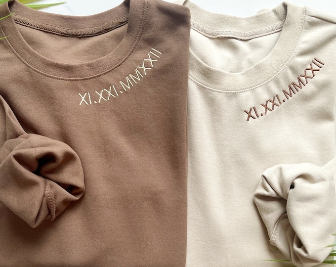 Initial Heart Custom Embroidered Crewneck / Personalized Couple Pullover / Embroidery on neckline /Anniversary Date Hoodies/ Matching Hoodie