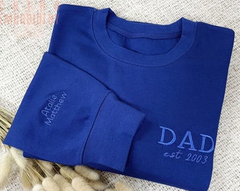 Sweat-shirt papa personnalisé avec nom d'enfant sur la manche, cadeau personnalisé pour papa, cadeau de fête des pères pour papa, cadeau pour nouveau papa