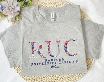 T-shirt brodé avec lettre de fleurs Collège/université/entreprise/association d'étudiantes brodée, cadeau universitaire pour elle, cadeau de remise des diplômes 2024