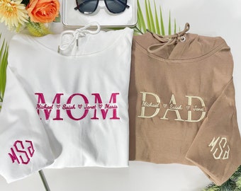 Personalized Embroidered  MOM Sweatshirt,MAMA Hoodie with Kid's Names,Dad Gift,Custom MAMA Sweatshirt,Personalized Gifts for Mother