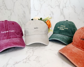Gorra vintage personalizada - Sombrero de papá de algodón unisex bordado personalizado con texto personalizado - Gorra de regalo Snapback de talla única para él y ella