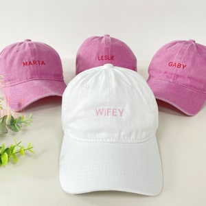 Cappello ricamato personalizzato per sposa e squadra, cappello da baseball da sposa, cappelli da baseball da addio al nubilato, berretto da sposa, berretto da sposa, cappello da ragazza immagine 4