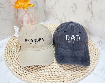 Personalised Vintage Cap - Grandpa Cap With Date, Dad Hat, Vintage Baseball Hat, Daddy Est Year Cap, Gift For New Dad, Father's Day Gift