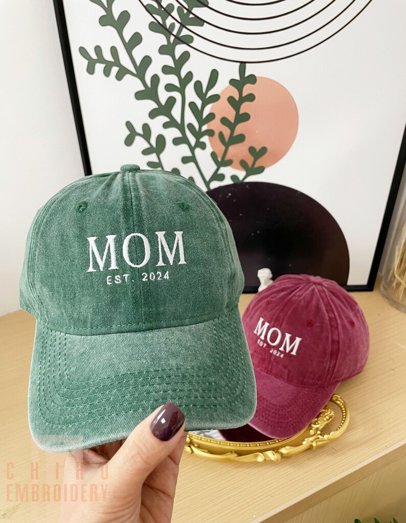 Embroidered Mom Hat Personalized Dad Cap Embroidery Logo Baseball Hat BacheloretteHats Custom Caps Sorority Hat Unisex Baseball Cap image 1