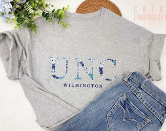 Custom Tshirt with Flower Letter College/University/Business/Sorority Embroidered , College Gift for Her,Graduation Gifts ,Est 2024