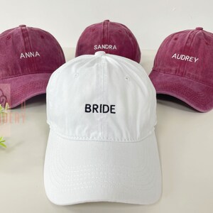 Cappello ricamato personalizzato per sposa e squadra, cappello da baseball da sposa, cappelli da baseball da addio al nubilato, berretto da sposa, berretto da sposa, cappello da ragazza immagine 5