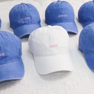 Sombrero bordado personalizado de novia y escuadrón, sombrero de béisbol de novia, gorras de béisbol de despedida de soltera, gorra de novia, gorra de novia, sombrero de bebé imagen 10