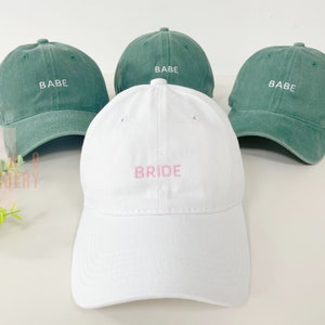 Cappello ricamato personalizzato per sposa e squadra, cappello da baseball da sposa, cappelli da baseball da addio al nubilato, berretto da sposa, berretto da sposa, cappello da ragazza immagine 3