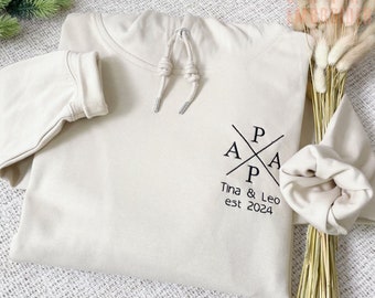 Custom Embroidered Papa Hoodie with Name & Year, Daddy Est Year Shirt, New Dads Gift, Father's Day Gift