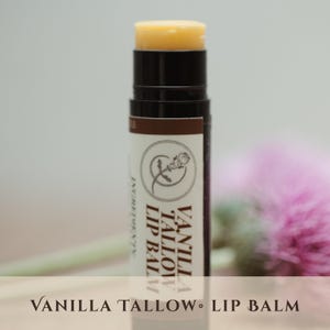 Tallow Lip Balm Grass-Fed Suet infused with Organic Vanilla Beans
