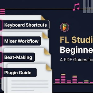 FL Studio fusklappspaket | Nybörjarguide PDF Tangentbordsgenvägar Mixerarbetsflöde Beat Making Musikproducent Gåva