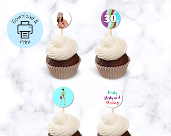 13 gaat door 30 cupcaketoppers: 30e verjaardag (afdrukbare pdf)