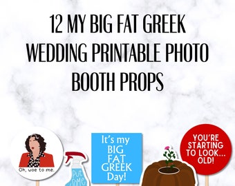 My Big Fat Greek Wedding Printable Photo Booth Props, Big Fat Greek Birthday, Printable Photo Booth, Greek Wedding, Big Fat Greek Party