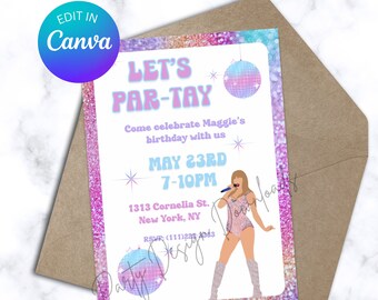 TS Birthday Invitation, Par-Tay Invite, TS Bday, Printable TS Birthday Invitation, Taylor Disco Ball Invitation, Birthday Era, Mirrorball