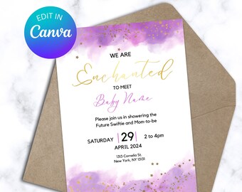 Enchanted Baby Shower Invitation, Printable Baby Shower Invitation, TS Baby Shower, Purple Baby Shower