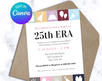 TS Eras Birthday Invitation: Customizable Template (Digital Download)