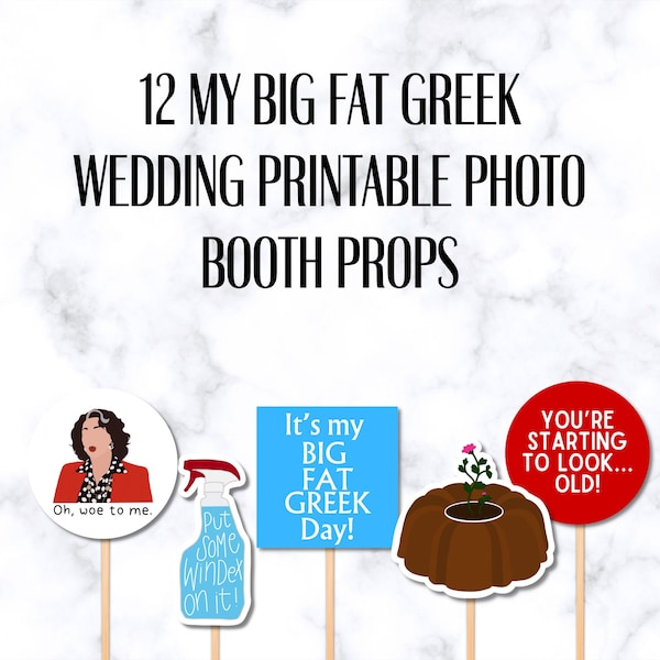 My Big Fat Greek Wedding Printable Photo Booth Props, Big Fat Greek Birthday, Printable Photo Booth, Greek Wedding, Big Fat Greek Party