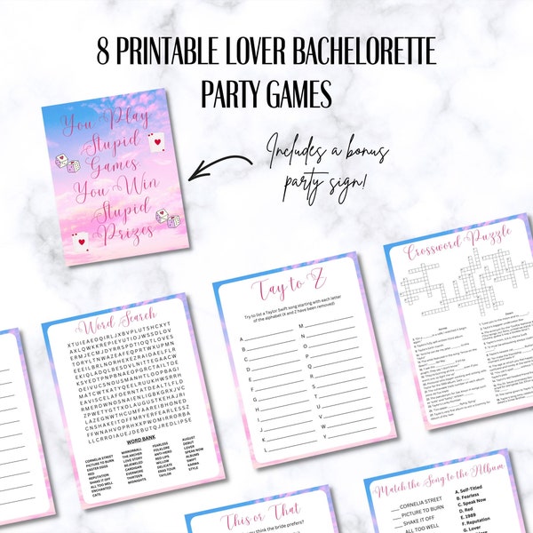 She Found Her Lover, Taylor Swift Bachelorette Party Games, Printable Bachelorette Party Games, Lover Bachelorette Games