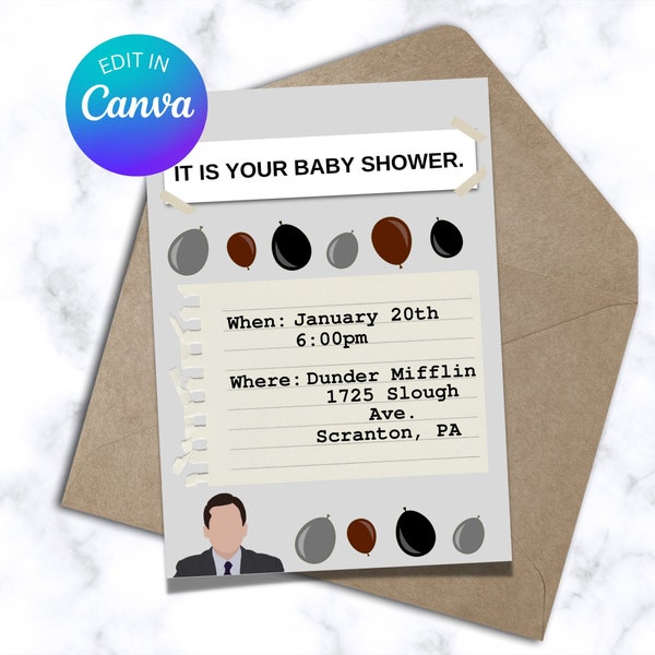 Office Baby Shower Invitation, Office Party, Printable Baby Shower Invitation