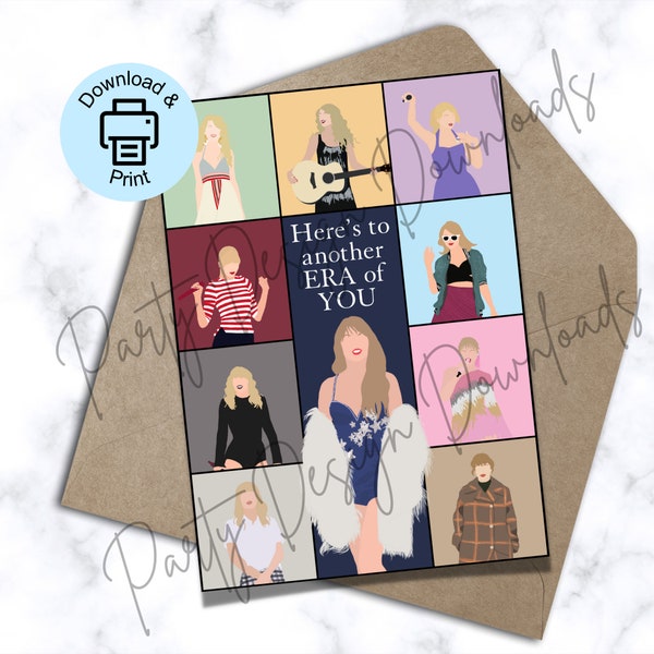 Taylor Swift Printable Birthday Card, Swiftie Birthday Card, Taylor Swift Bday Card, Printable Birthday Cards, Taylor Swift Eras, Eras Tour