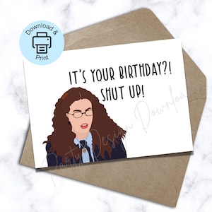 Cartão de aniversário do diário da princesa, cartão Mia Thermopolis, cartão de aniversário para impressão, cartão de aniversário engraçado, cale a boca