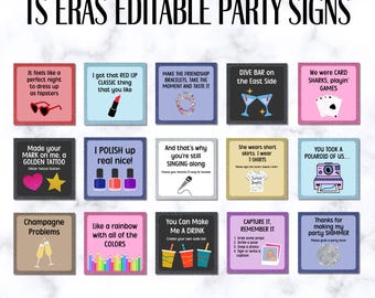 Eras Party Signs: Editable TS Birthday Decor