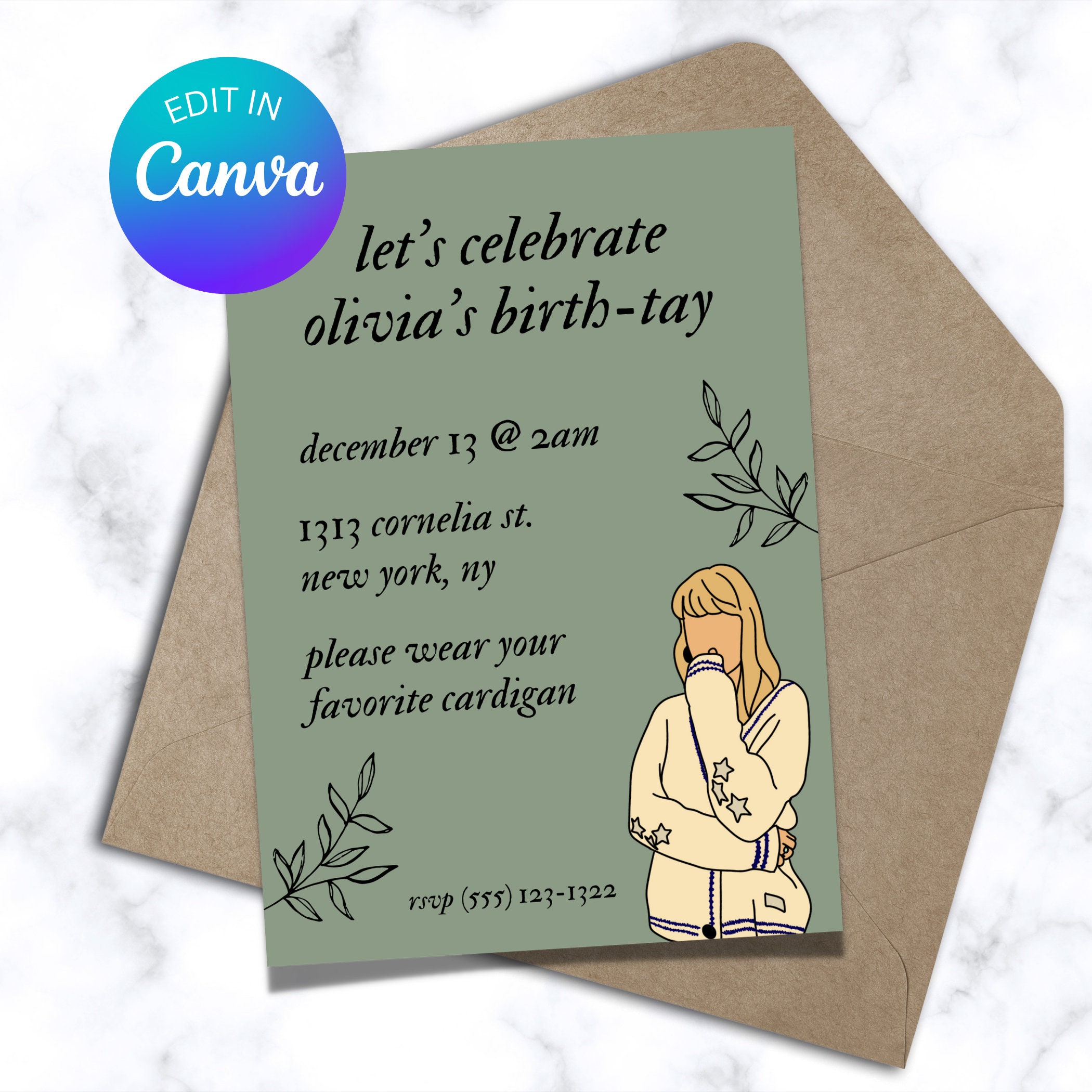 Taylor Swift Birthday Invitation Swiftie Birthday Taylor - Etsy