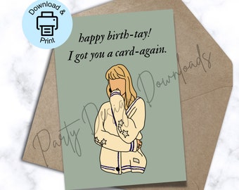 TS Printable Birthday Card, Cardigan Birthday Card, TS Bday, Card-Again, Folklore Birthday Card, Cottagecore Birthday Card