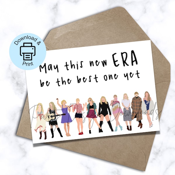 Taylor Swift Printable Birthday Card, Swiftie Birthday Card, Taylor Swift Bday Card, Printable Birthday Cards, Taylor Swift Eras, Eras Tour