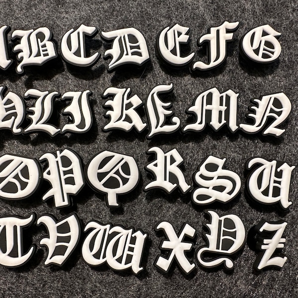 Ancient greek alphabet Design Kids Alphabet Letter Shoe Charms White and Black
