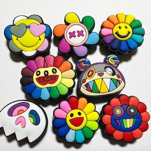 Colorful Rainbow flowers Theme Fancy shoe charms and more