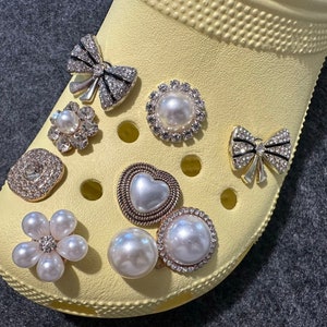 Pearl Flower Diamond Croc Charms: Bling Shoe Decoration bild 1