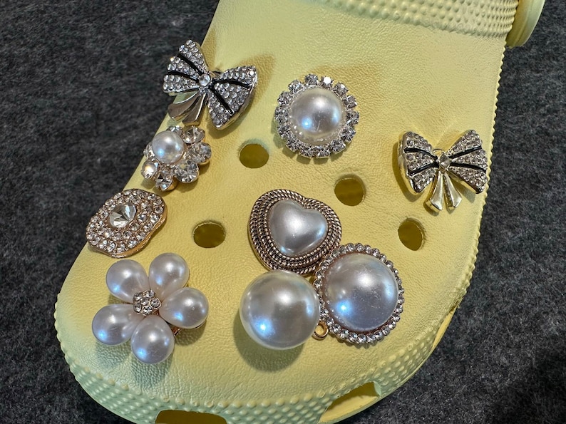 Pearl Flower Diamond Croc Charms: Bling Shoe Decoration bild 9
