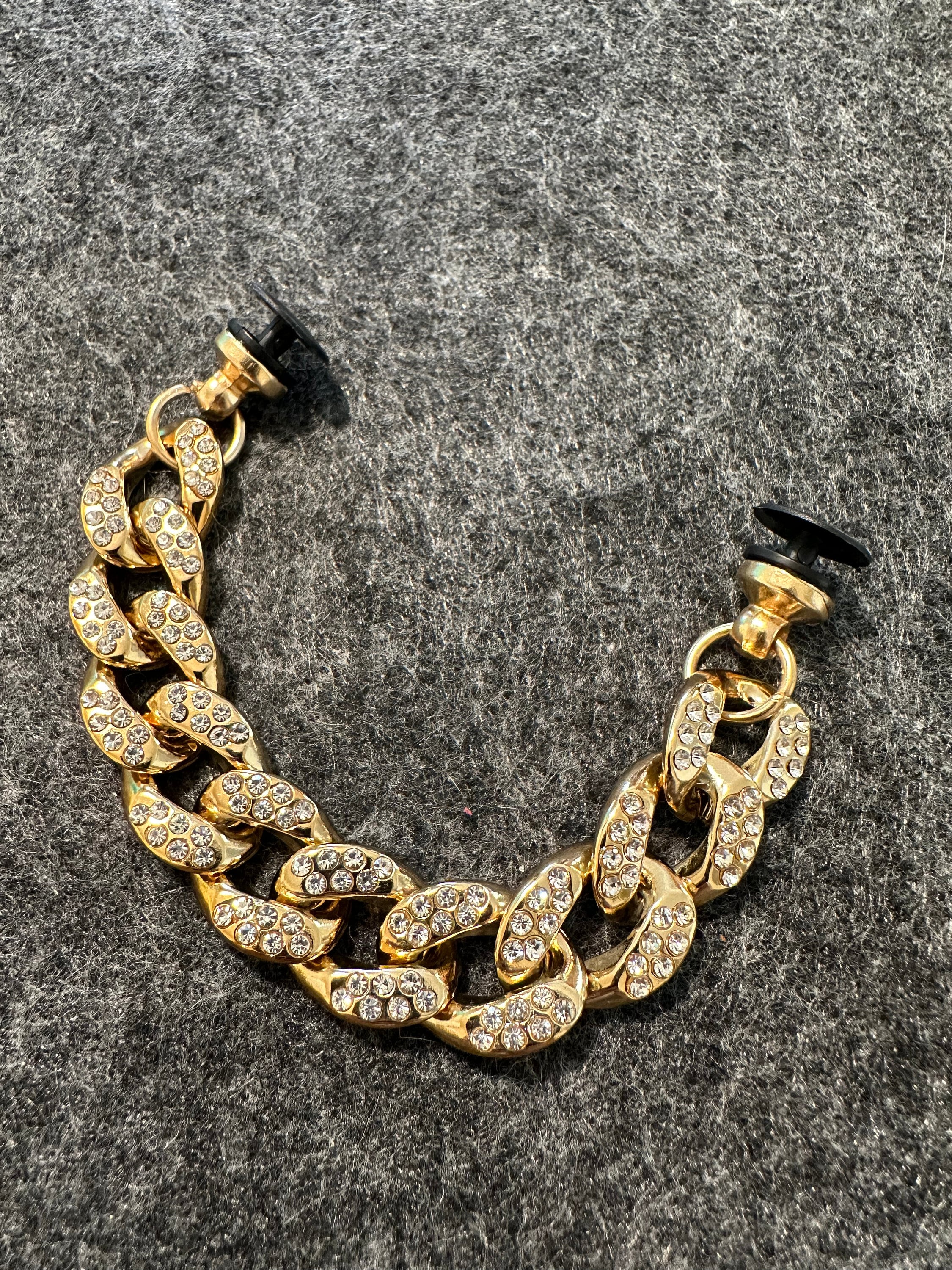 Gold Rhinestone Chain Croc Charm: DIY Shoe Jewelry