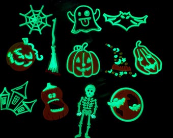 Glow in the Dark Halloween Shoe Charms: Spooky Ghost, Pumpkin, Skeleton