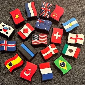 Country Flag USA Canada Brazil South Korea China and more Design Shoe Charms&#39; Best Quality