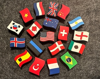 Country Flag USA Canada Brazil South Korea China and more Design Shoe Charms' Best Quality