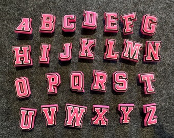Shining Bling Design Pink Alphabet Letters Shoe Charms Quality JuliesDecalDesign