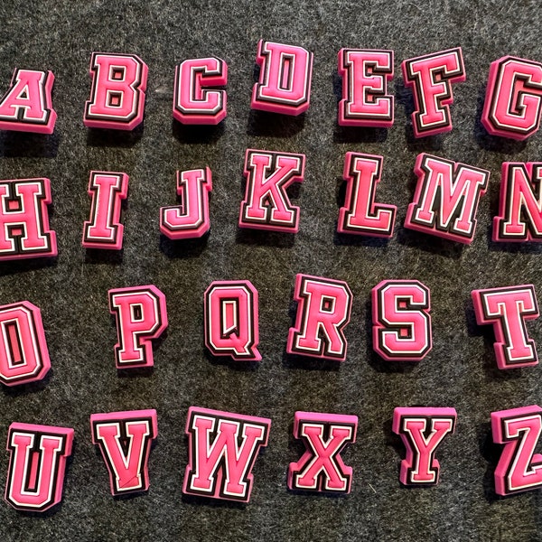 Shining Bling Design Pink Alphabet Letters Shoe Charms Quality JuliesDecalDesign