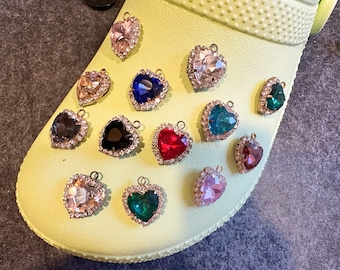 Colorful Heart Croc Charms: Rhinestone Shoe Decoration