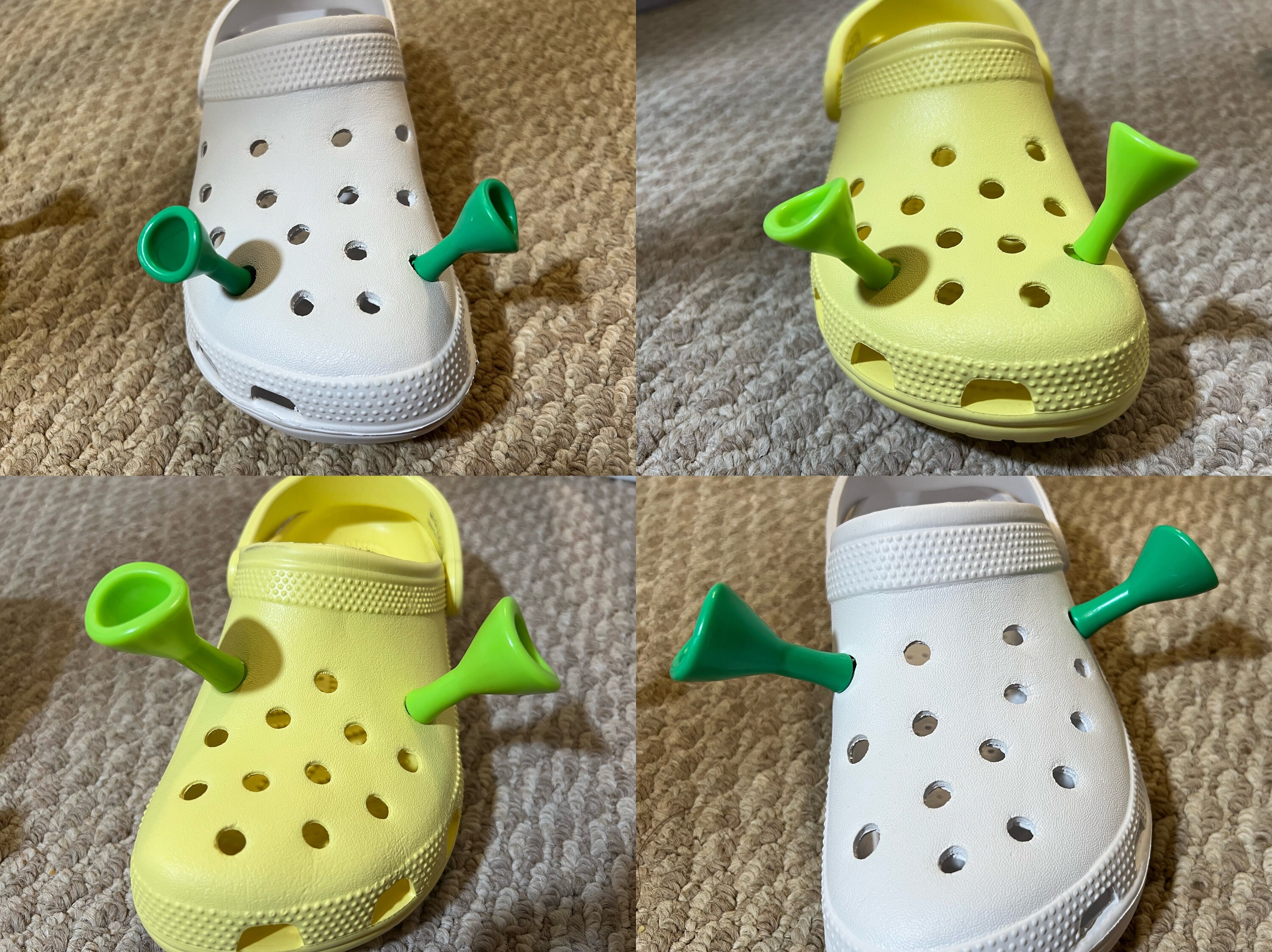 Croc Shrek Ear Charms 2 pares, Fibra natural, Sin gemas. 