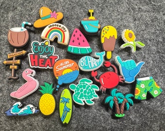 Hot Summer Theme Fancy shoe charms Vacation beach sand surfing and more