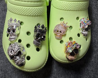 Fancy Metal rhinestone Skull skeleton Halloween Shoe Charms JuliesDecalDesign