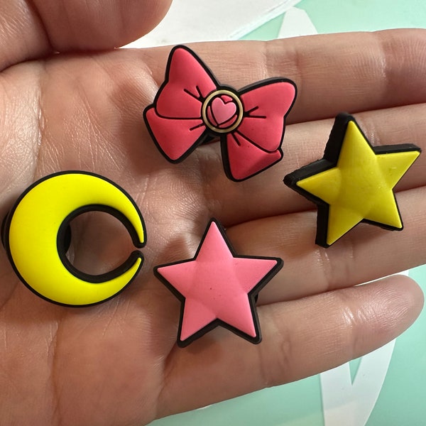 Moon Star and bow shoe charms